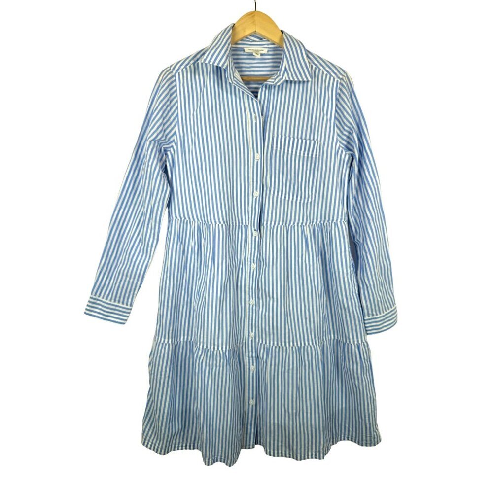 Beach‎ Lunch Lounge 90s striped shirt dress blue preppy sz S